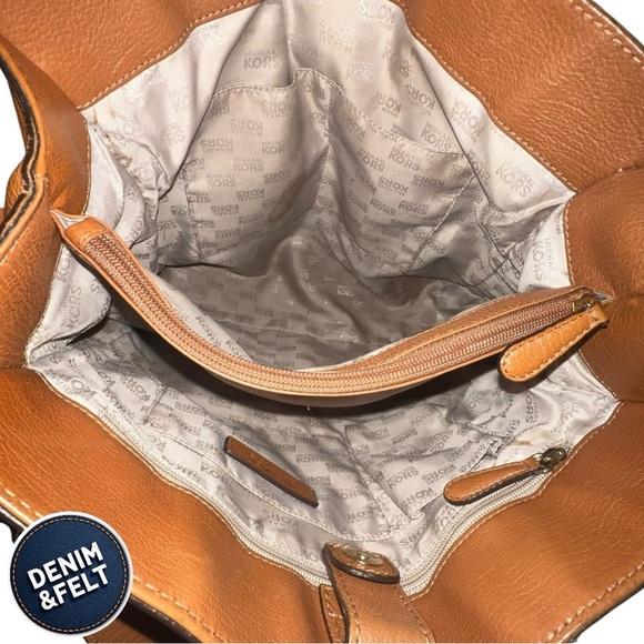 MICHAEL KORS HAMILTON GROMMET TAN/BROWN LEATHER SATCHEL SHOULDER HANDBAG | EUC🤎 - Picture 12 of 16